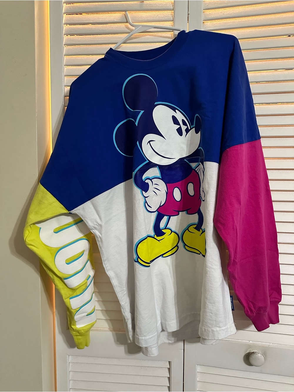 Disney Mickey Mouse Colorblock adult Long-Sleeve Tee - Blue/Pink/White